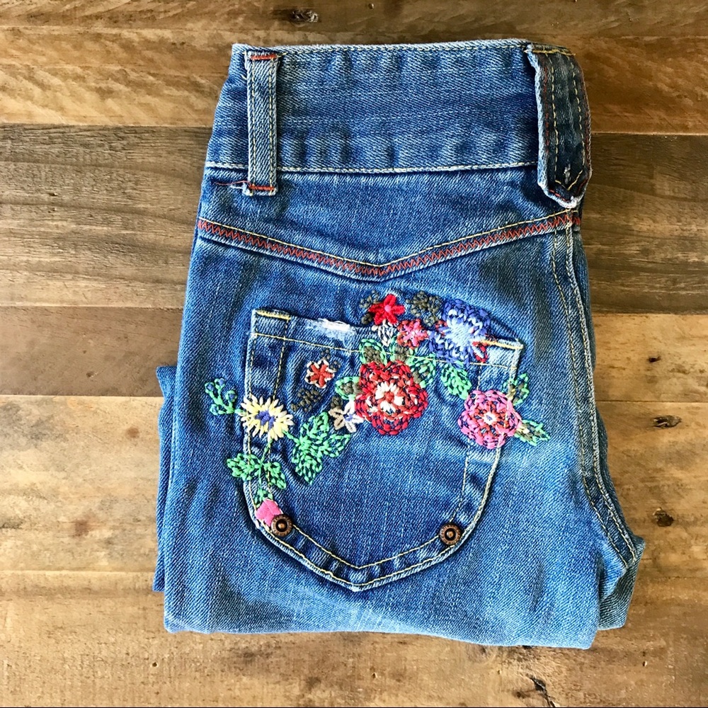 🌼mary-kate & ashley Boho Embroidered Jeans Sz 7🌼 - Picture 1 of 8